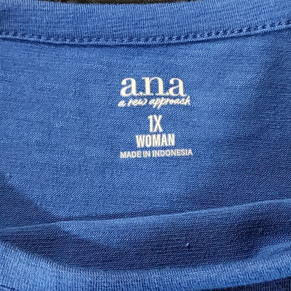 A.N.A atretchy sleevless blue top with ruffles at shoulders Size 1X NEW - Picture 6 of 9